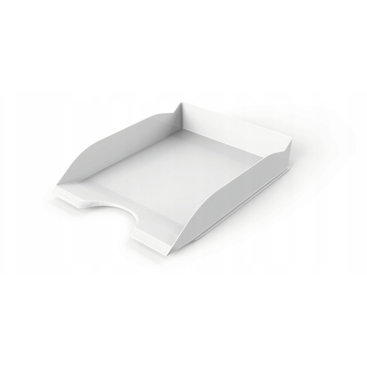 Mapa birou Durable Basic A4, stivuibil, plastic, alb, 253x63x337mm