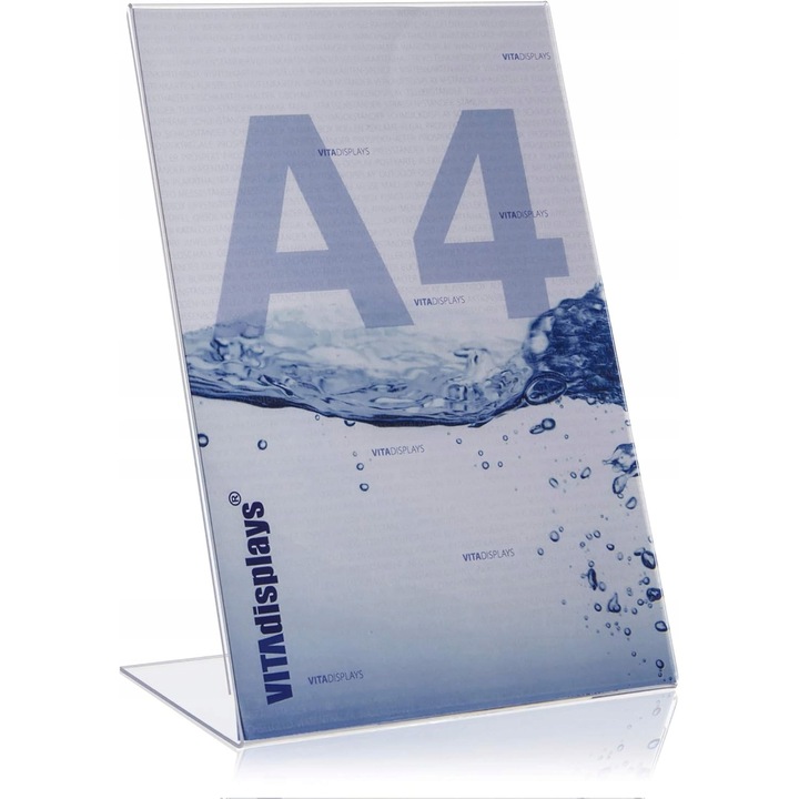 Suport Acrilic A4 Inclinat Transparent pentru Prezentări Publicitare, 21x29.7 cm