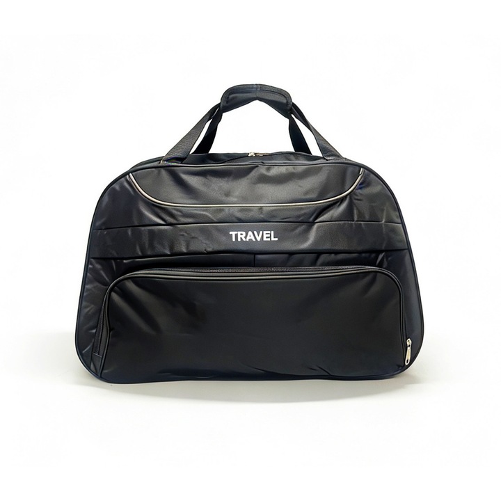 Utazótáska, fekete, alkalmi, uniszex, univerzális, multifunkcionális, munkához, dupla cipzárral, vízálló, bőröndre rögzíthető, vállpánt védelemmel, nylon/poliészter, 64x24x38 cm, 50L