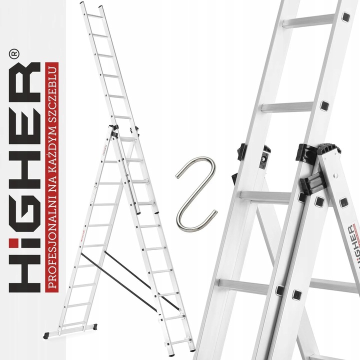 Scară aluminiu multifunctională, Higher, 3x10, 5 poziții, 6.73m, capacitate 150kg