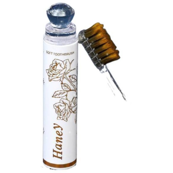 Klasszikus fogkefe, YXYKJYXGS, hordozható rúzs típusú kialakítás, széles fej puha sörtékkel, fehér