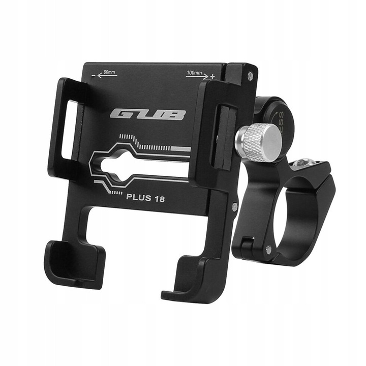 Suport telefon bicicletă GUB PLUS 18, fixare sigură, rotire 360, aluminiu, 55-100mm