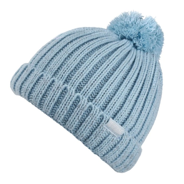 Caciula copii Regatta, model universal, albastra, 7-10 ani, cu pompon