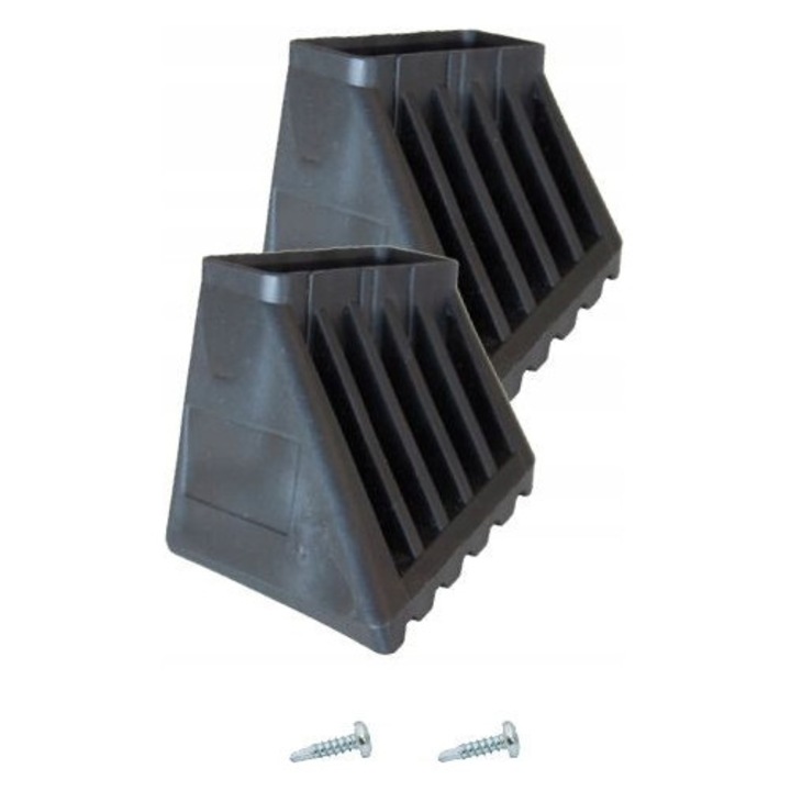 Picioare Scara XL Krause, Set 2 Bucati, PVC, Negre, 50x20mm