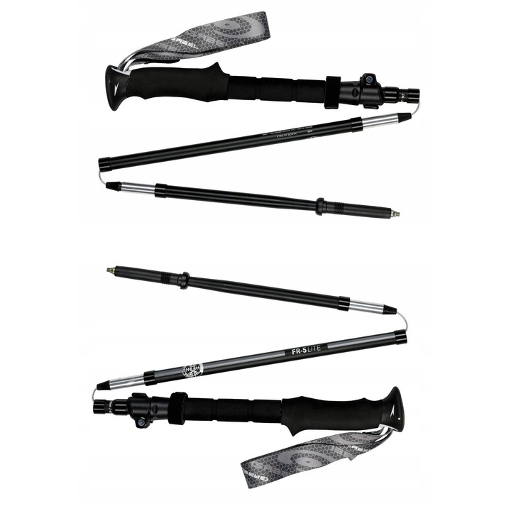Tije trekking Gabel FR-5 FL Lite XTS alumínium, 3 szegmens, fekete, összecsukható