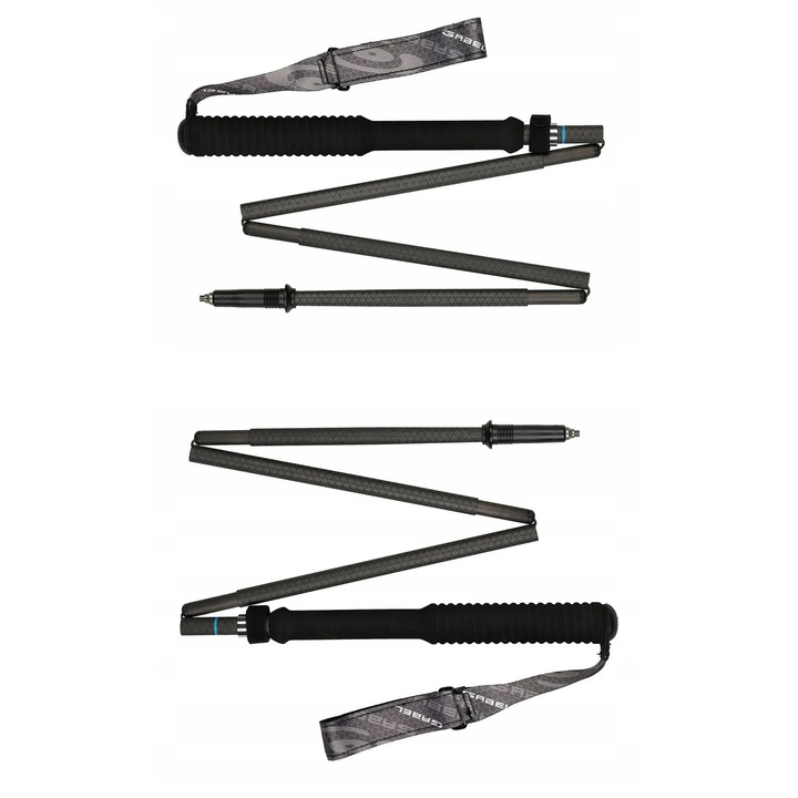 Gabel Carbon Feather-R trekking bot, 130 cm, szénszálas, 2 szegmens, fekete