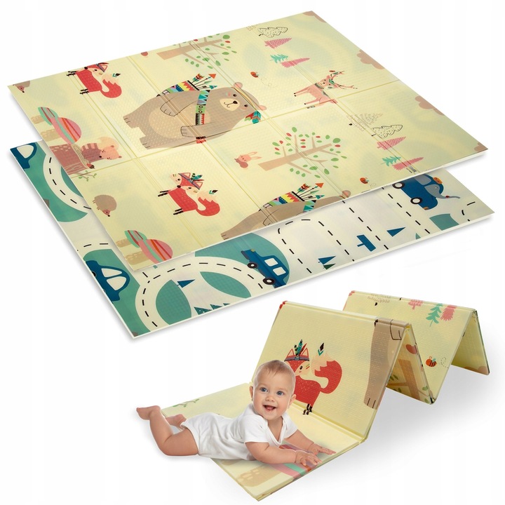 Covor educativ pliabil Humbi, 120x180cm, multicolor, impermeabil, grosime 0.8cm