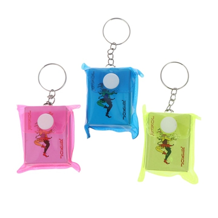 Breloc mini joc de carti poker, 4x3cm, culoare aleatorie, set 1 buc