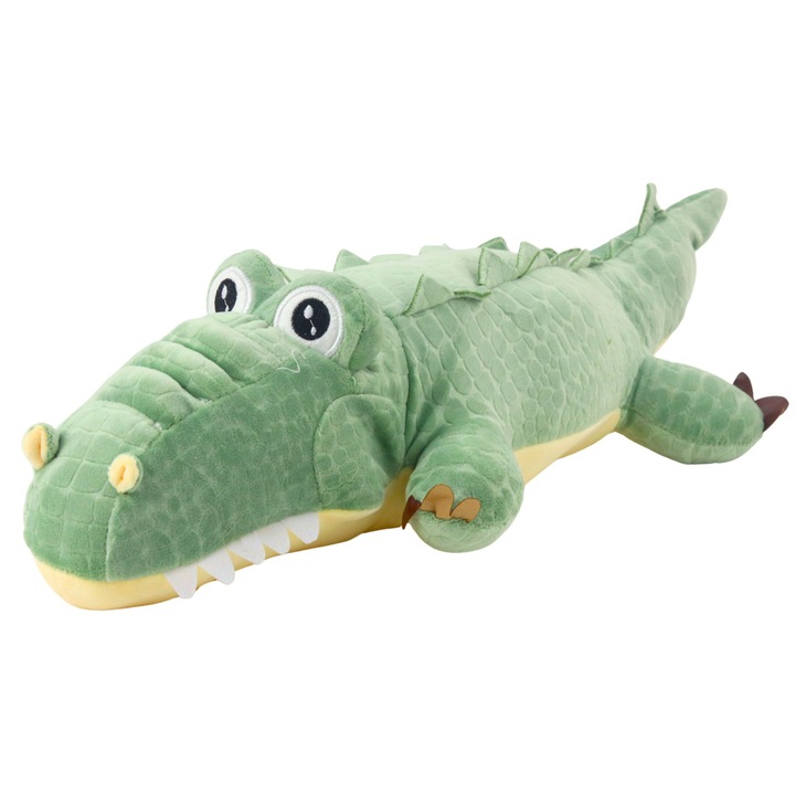 Плюшена играчка зелен крокодил, 50x20x12см, бродирани детайли, декоративен комплект