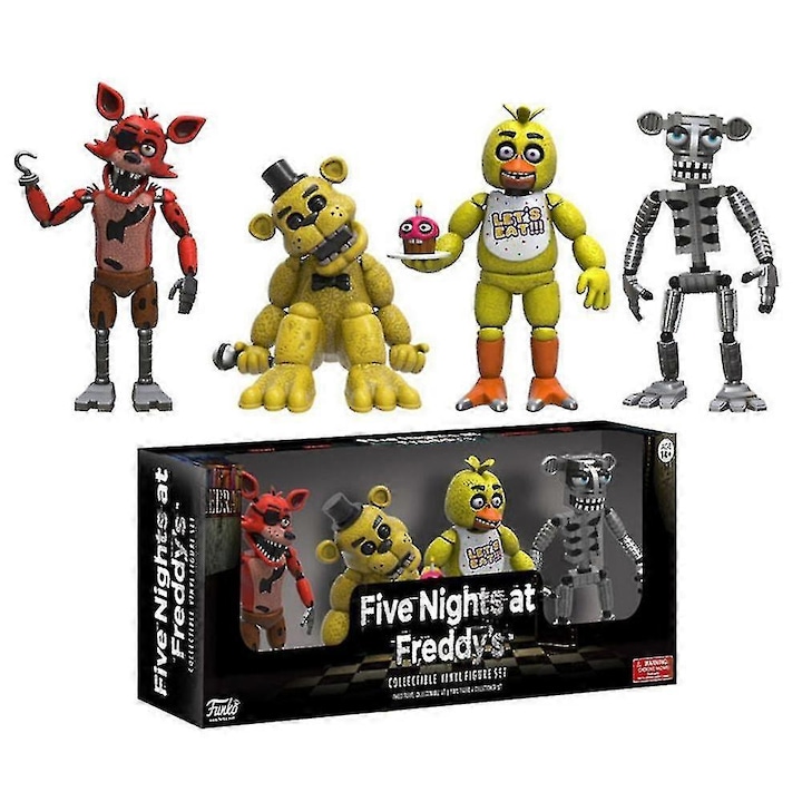 FNAF Five Nights At Freddy's figura szett, 4 darab - Foxy, Bonnie, Bear, többszínű