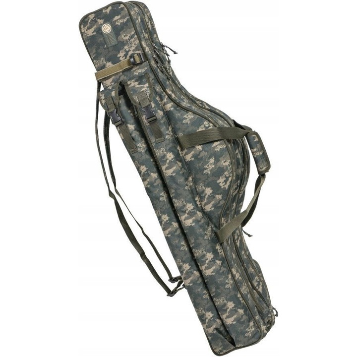Hus Mivardi 90cm, camuflaj multicolor, impermeabil, pentru lansete cu 3 compartimente