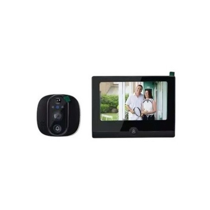 Vizor digital Wireless Tuya Smart pentru usi, vedere nocturna infrarosu, functie sonerie, detectarea miscarii, PIR, ecran LCD 4,3 inch 1080P, sunet bidirectional, stocare cloud, micro SD, monitorizare de securitate, unghi larg 137 grade, negru