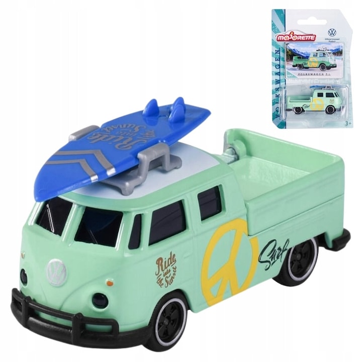 Kisautó, Majorette, Volkswagen The Originals, fém és műanyag, nyitható karosszériaelemek, felfüggesztés, gumiabroncsok, 7.5 cm, többszínű