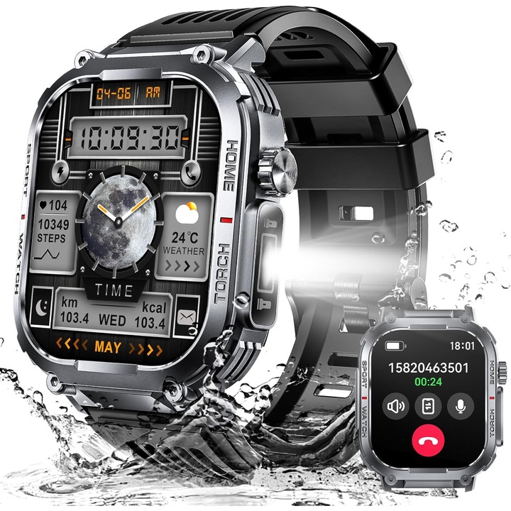 Смарт часовник, водоустойчив, снимане, броене на стъпки, наблюдение на сърдечната честота, измерване на кръвното налягане, социални забавления, Bluetooth разговор, наблюдение на съня