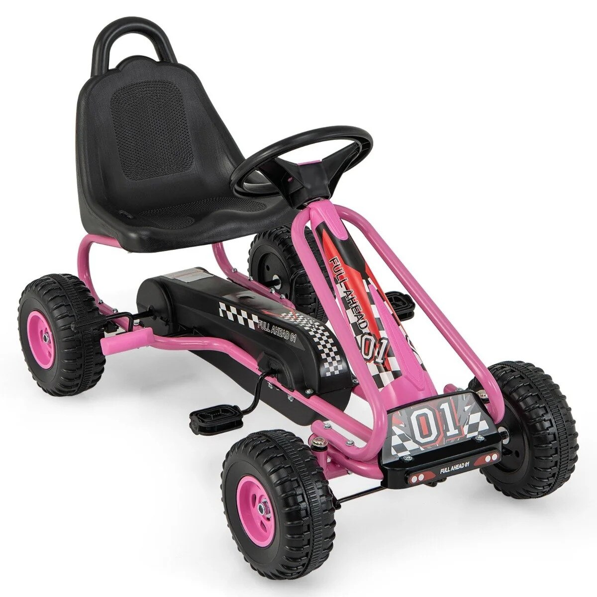 Kart cu pedale pentru copii, Northix, scaun reglabil, frana de