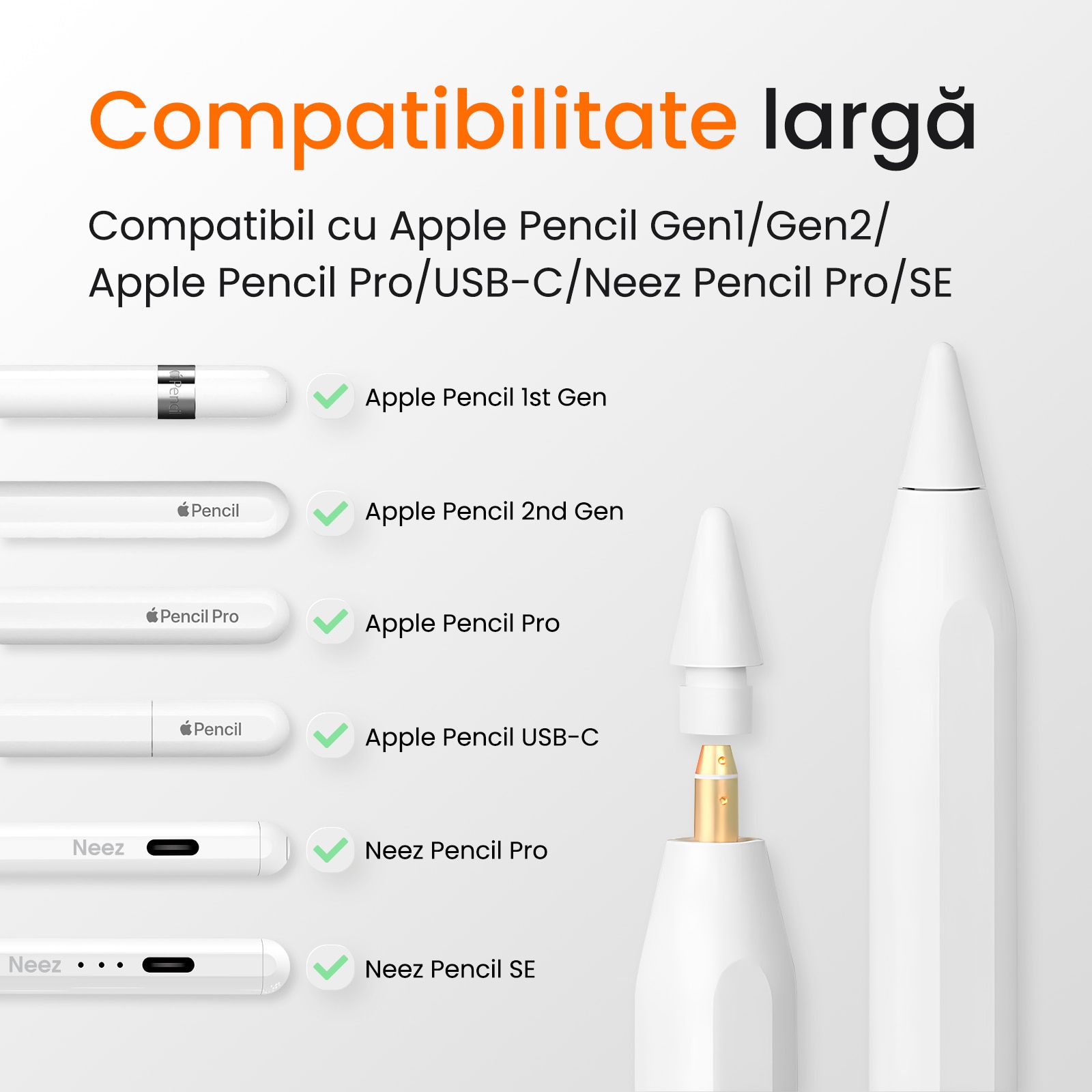 Set rezerva 4x compatibil cu Apple Pencil, varfuri de schimb, Neez