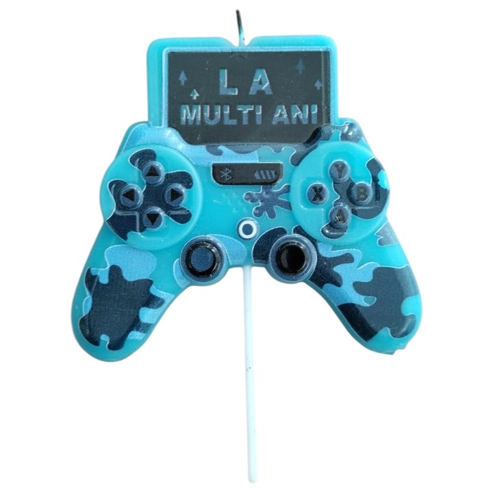 Lumanare tort, albastru, Domi Party & Gifts, 8 cm, la multi ani, consola