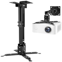 Suport videoproiector 4 in 1, AFKSMILE, Montaj perete/tavan, Extensibil 43-65cm, Rotativ, Capacitate maxima 25Kg, Instalare stabila, Metalic, Negru