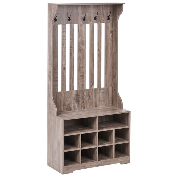 Dulap de pantofi cu cuier Beliani, maro închis, dimensiuni 80x35x170cm, capacitate 12 perechi