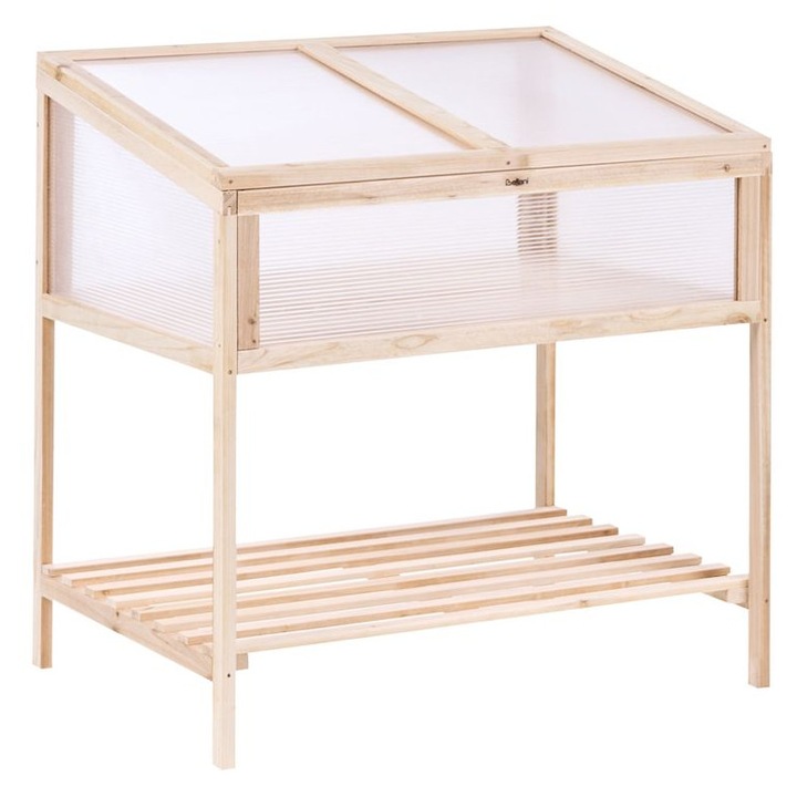 Sera pentru balcon Beliani, lemn de brad, maro deschis, 58x80x82cm