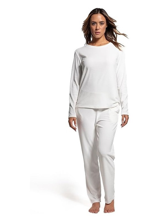 Pijama de iarna LAVENZO, fleece, doua piese, alb, 2XS INTL