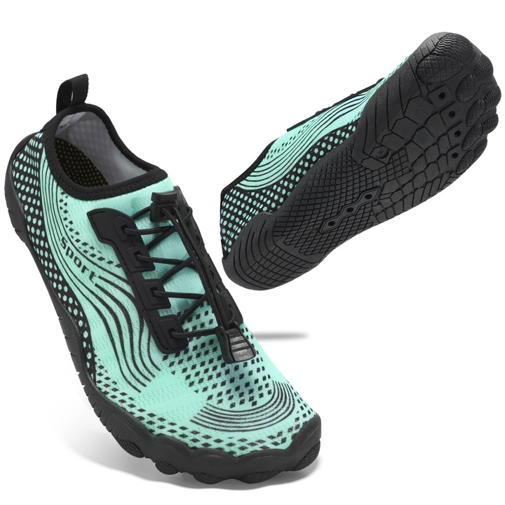 Pantofi de apa barbati ZHR, roz. 45, verde, cu sistem de snur elastic, talpa antiderapanta