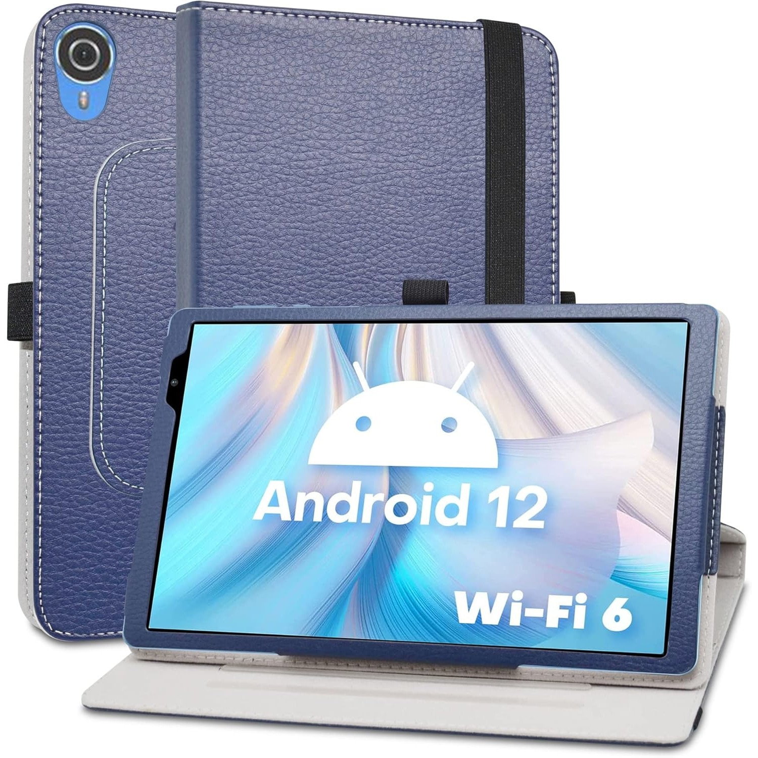 Etui rotativ pentru tableta TECLAST P25T 10,1", piele sintetica, albastru, functie de suport 360°