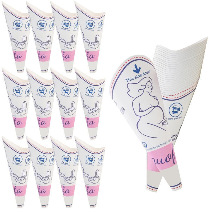 Női vizeletürítő tölcsér készlet 50 db, Biológiailag lebomló, Vízálló, Ergonomikus