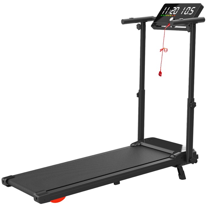 Összecsukható elektromos futópad, 1 KM, 1-12 km/h, Bluetooth, 120x56x12cm, távirányítóval és tartozékokkal