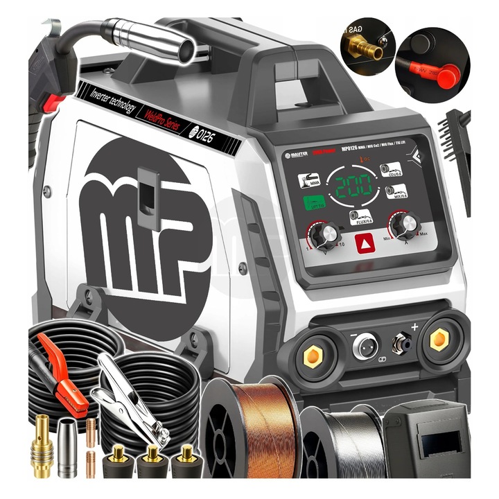 Aparat de sudura tip invertor Migomat IGBT FLUX MIG MAG MMA, 200 A, Majster Polska MP0126