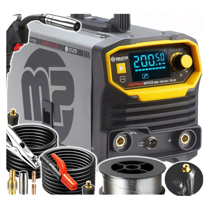 Aparat de sudura tip invertor IGBT MIG MAG FLUX MMA, 200 A, Majster Polska MP0129
