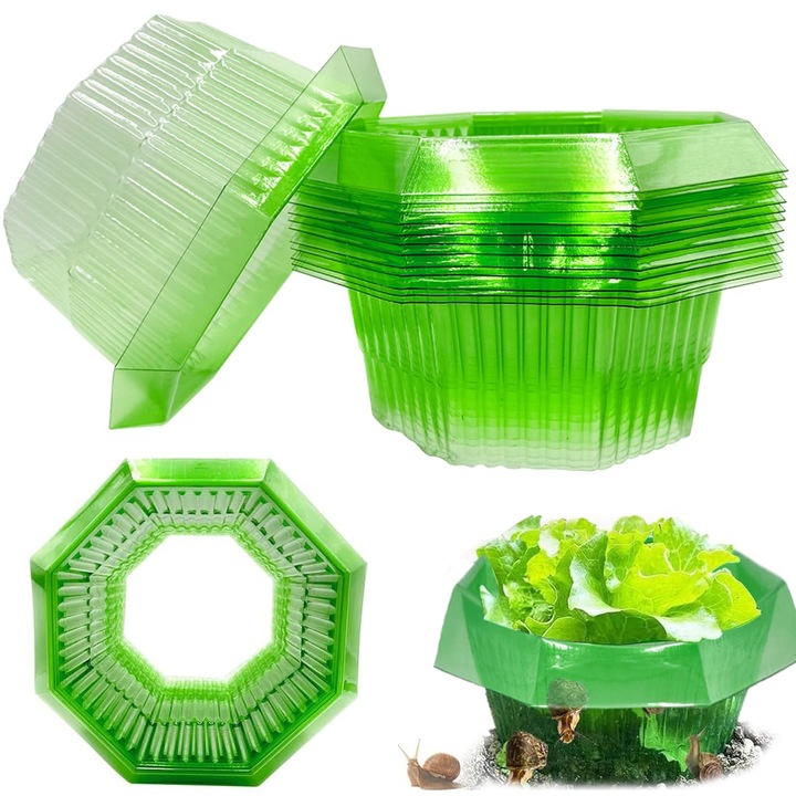 Set 20 coliere anti-melci, 24cm, protectie pentru legume si flori, material plastic, reutilizabile