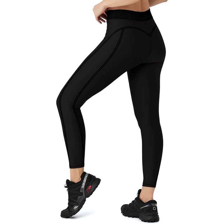 Női sport leggings, magas derekú, átlátszatlan, fekete