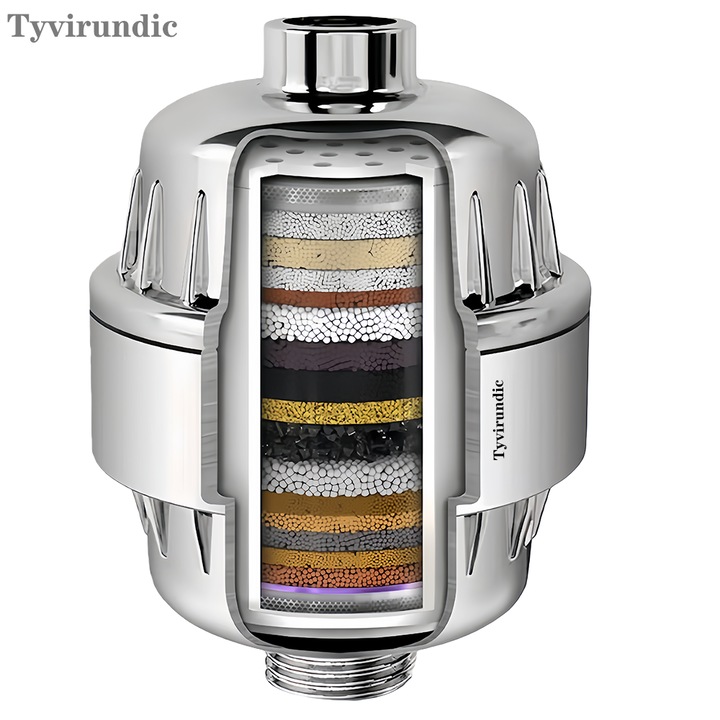 Filtru dus Tyvirundic 34 trepte cu vitamina C argintiu 8.5x8.5x12cm