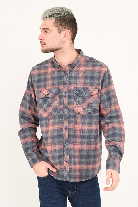 Lee Cooper, Camasa in carouri cu buzunare pe piept, Rosu deschis/Albastru