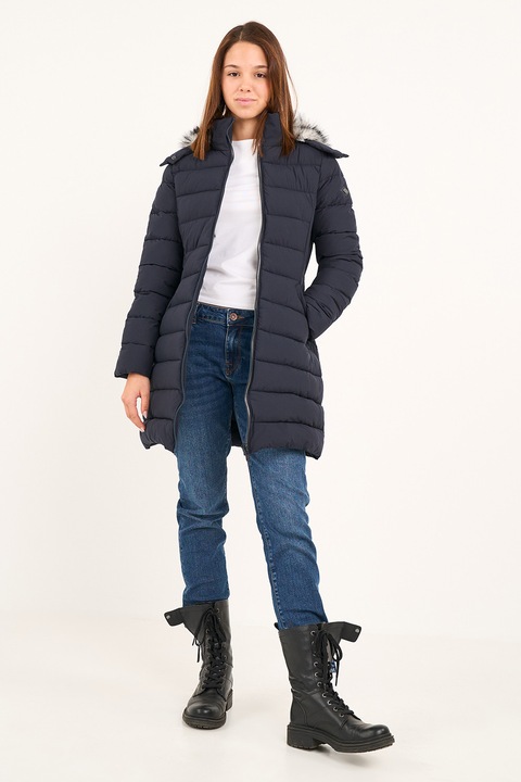 Lee Cooper, Geaca matlasata cu gluga si buzunare laterale, Albastru ultramarin, XS