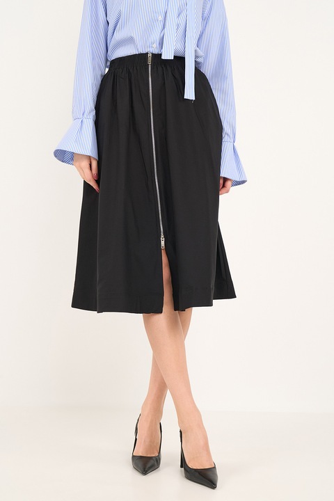 Timeout, Rochie cu croiala in A si fermoar frontal, Negru, 36