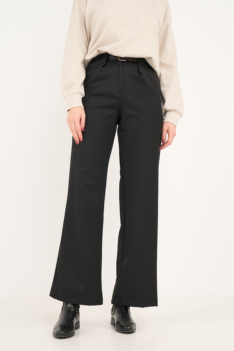 Lee Cooper, Pantaloni cu croiala bootcut si talie inalta, Negru, 27