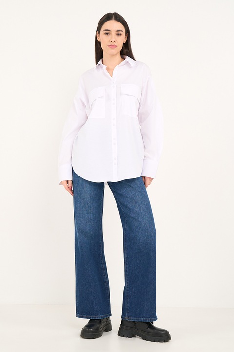 Lee Cooper, Camasa supradimensionata din bumbac, Alb optic