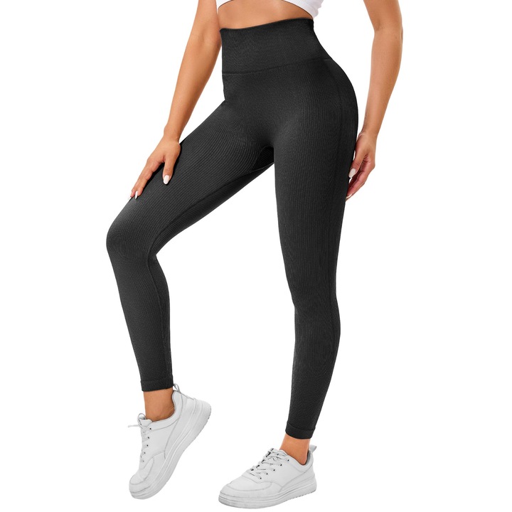 Colanti de dama Yaavii, push-up, talie inalta, negru, S INTL