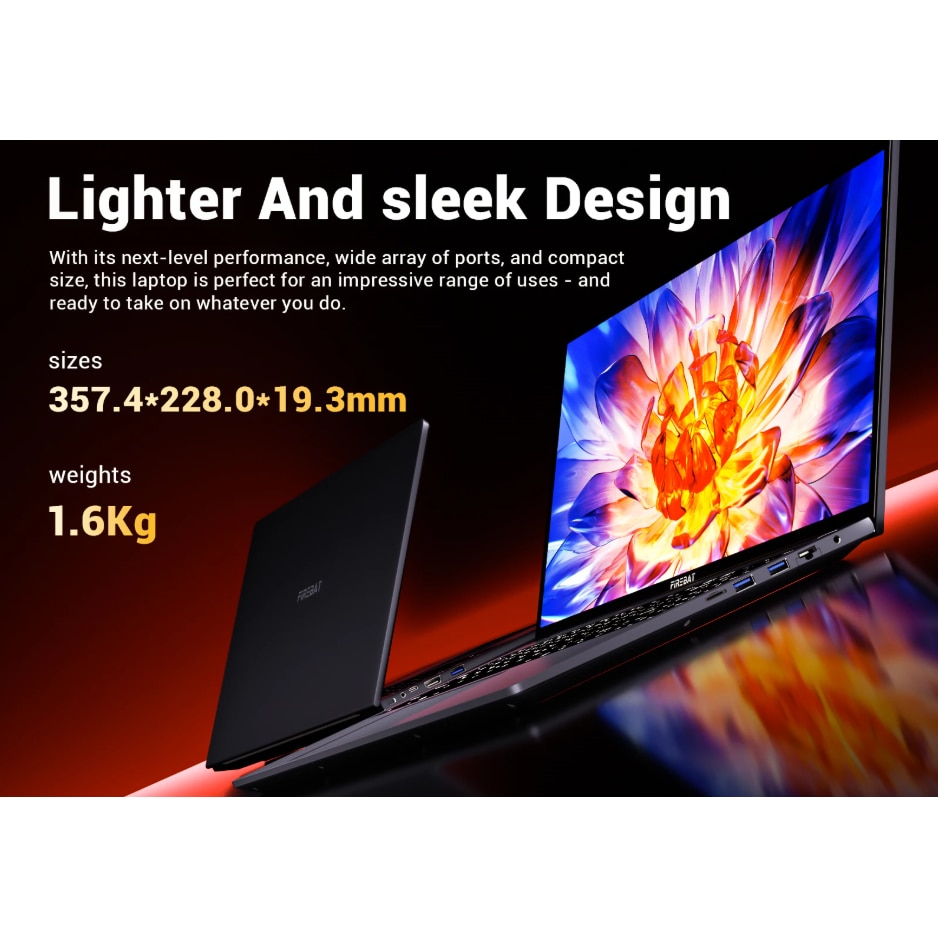 Laptop Gaming 15.6" FireBat Intel Celeron N150, 16GB RAM DDR4, 1TB SSD, 1920*1080 IPS, Tastatura iluminata, Windows 11, Intel® UHD Graphics, 5000mAh, Argintiu