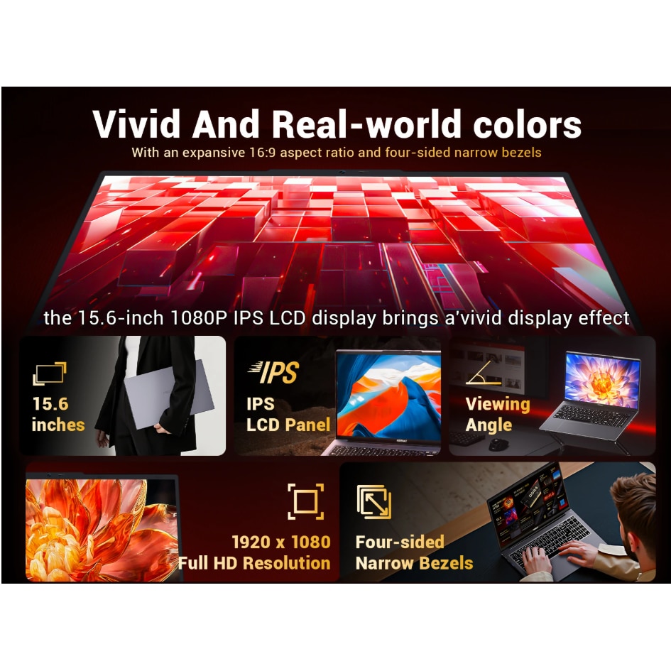 Laptop Gaming 15.6" FireBat Intel Celeron N150, 16GB RAM DDR4, 1TB SSD, 1920*1080 IPS, Tastatura iluminata, Windows 11, Intel® UHD Graphics, 5000mAh, Argintiu