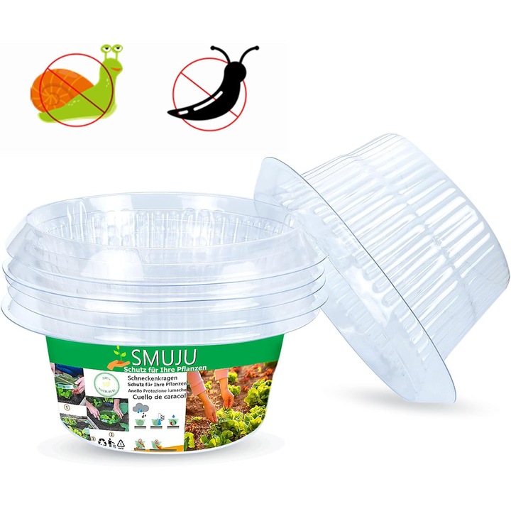 Set 15 gulere protectie anti-melc, 24x12 cm, Transparent PET, Protectie pentru Legume si Flori