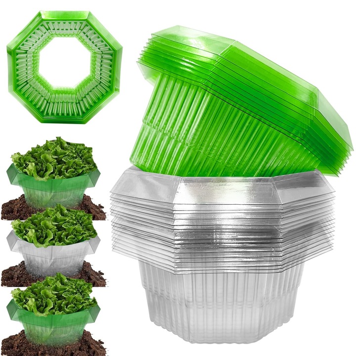 Set 10 coliere impotriva melcilor, 24 cm, plastic, reutilizabile, pentru protectia plantelor