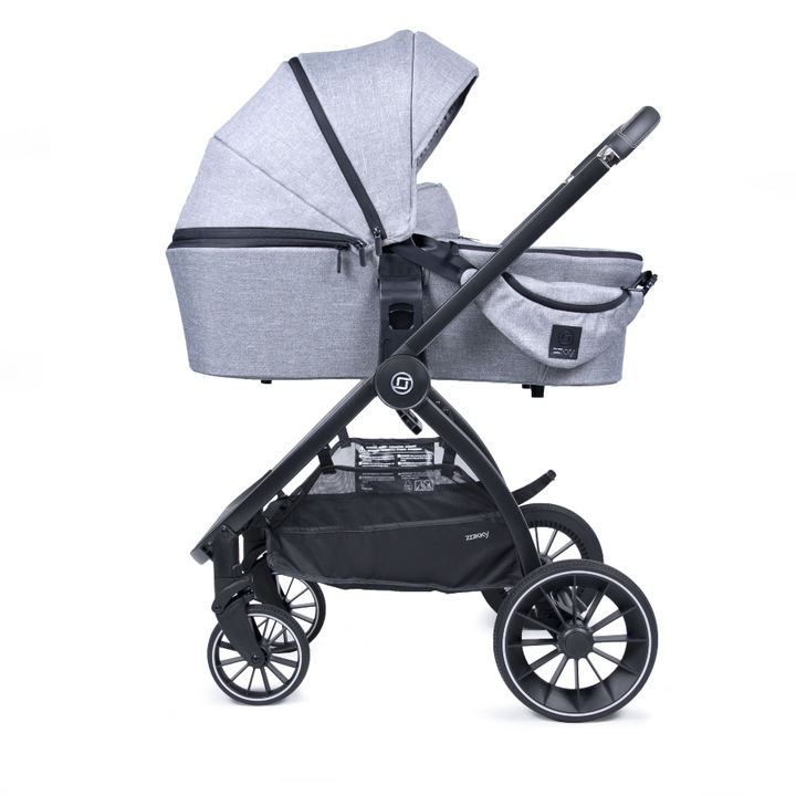 Carucior 2 in 1 Coletto Zokky Nuvo gri, reversibil, pliabil, cu husa pentru picioare, 13 kg