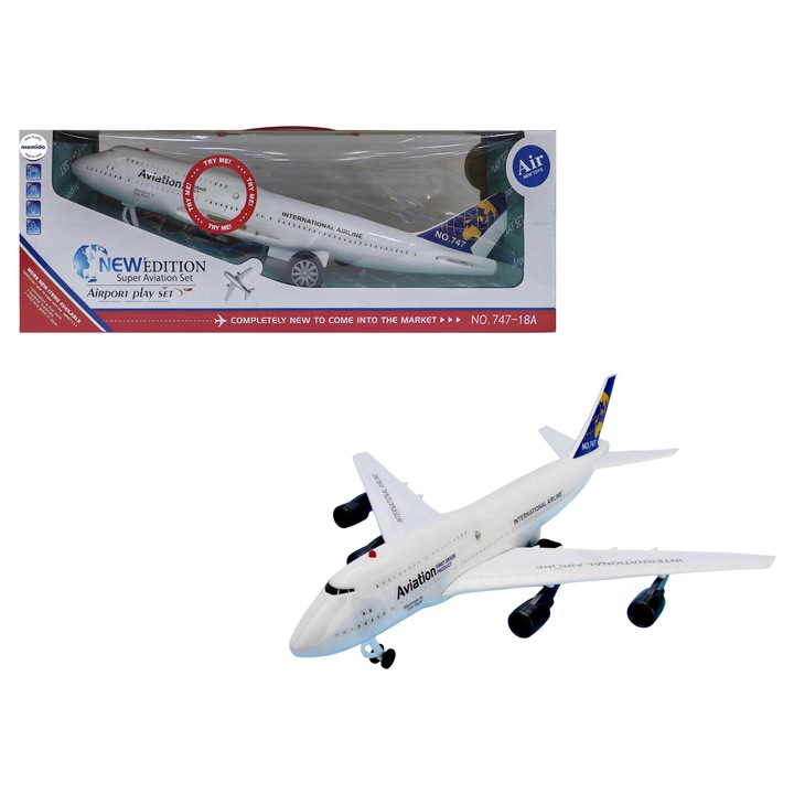 Mamido interaktív utasszállító repülőgép, fényekkel és hangokkal, 747, 33x35cm