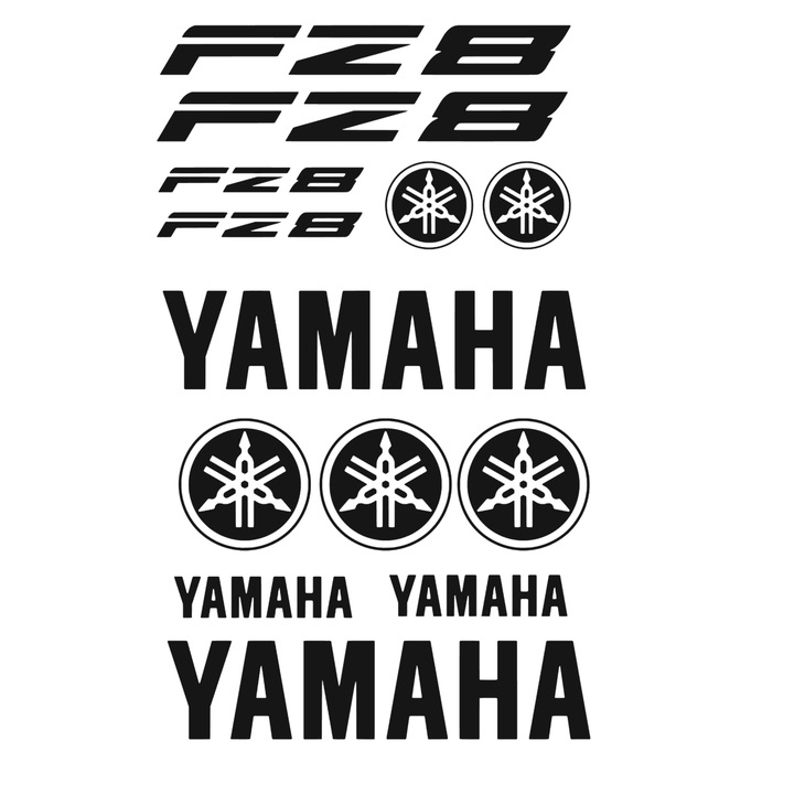 Set 13 stickere decorative Yamaha FZ8, negru