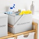 Organizator metalic produse de curatenie Navaris, 27.7 x 23 x 21 cm, 3 compartimente, tava interioara detasabila, Gri