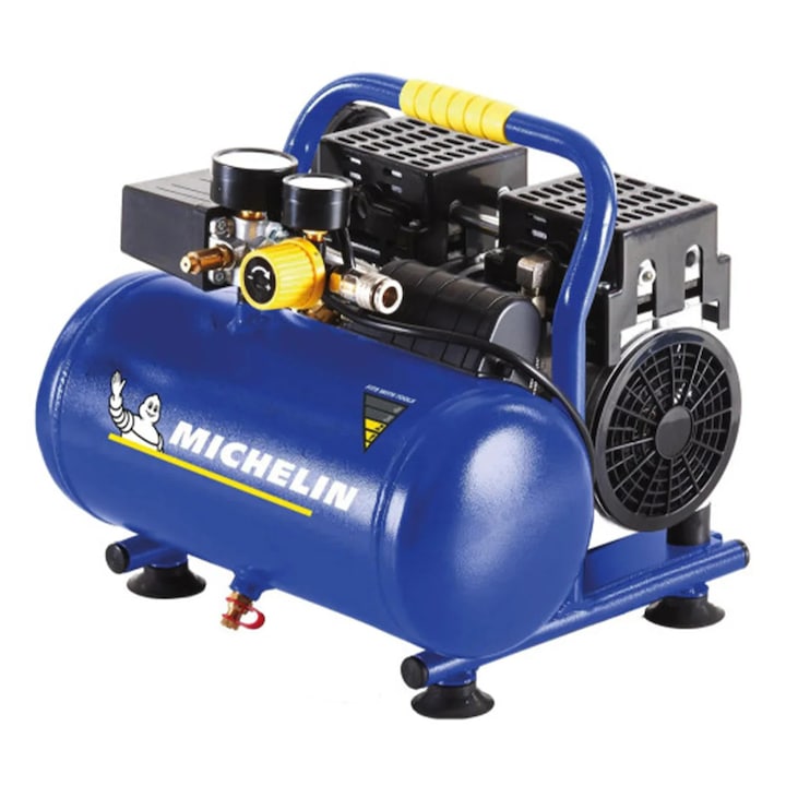 Compresor Michelin MX 6-1, 6 litri, putere 750W, nivel zgomot redus, 37x33x31cm