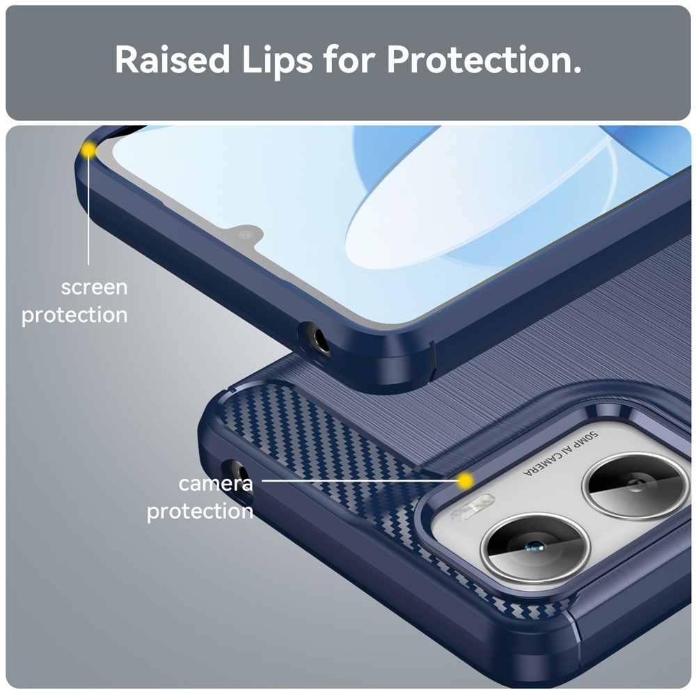 Husa pentru Motorola Moto G06 / Moto G06 Power, SKYDDAR INNOVATION, Carbon Silicone, din Silicon Slim, cu textura Fibra Carbon, set cu sticker, Albastru